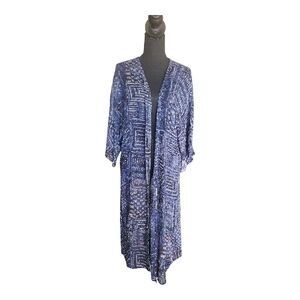 Serengeti Blue Patterned Kimono Cardigan